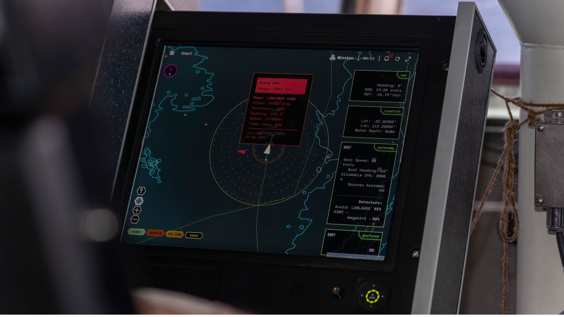 Image of the GAMA software on a ships bridge.