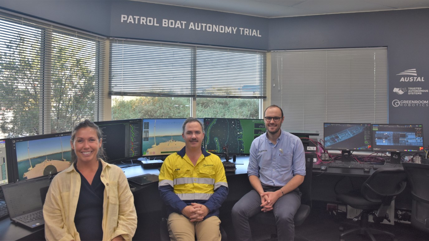 Photo of the Greenroom team in Austal's Remote Command Centre