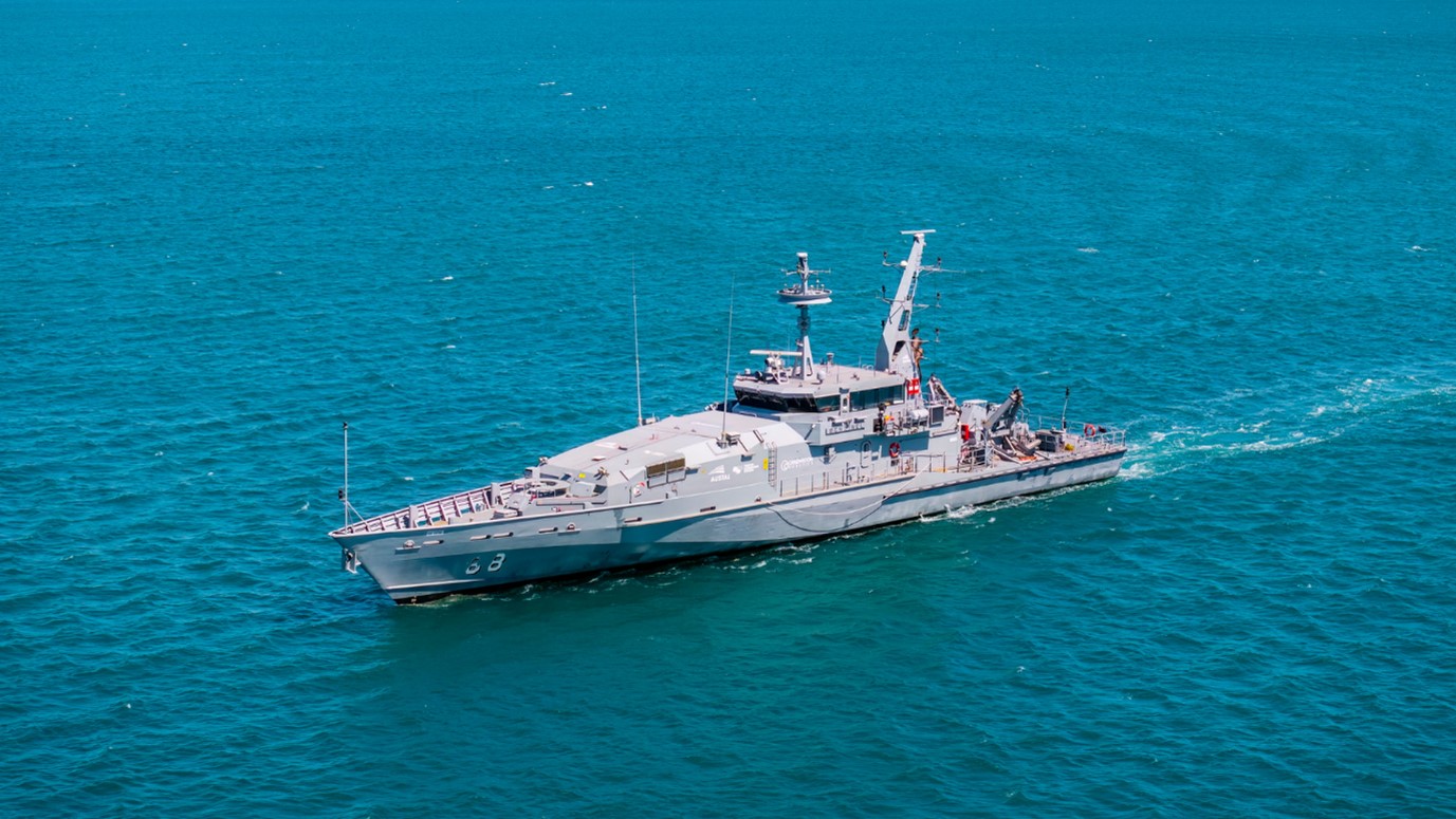 The Sentinel patrol boat out at sea