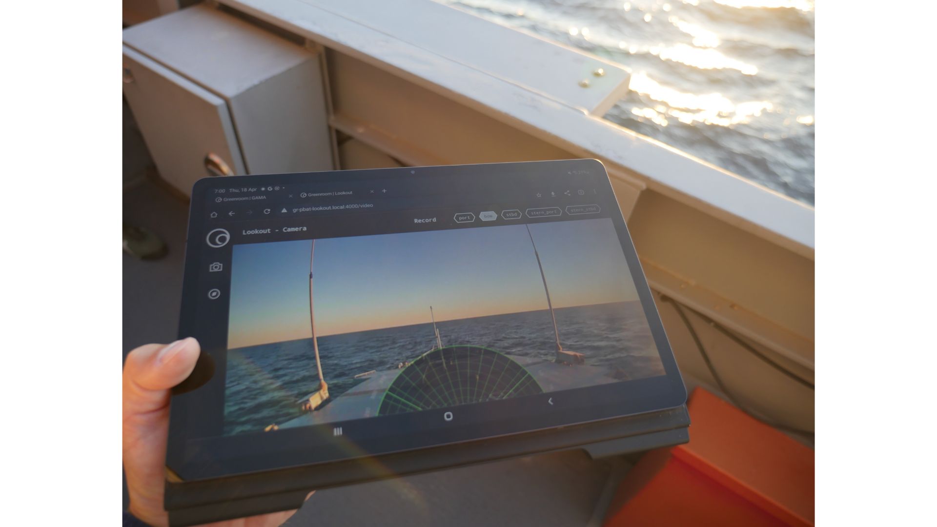 Lookout+ UI on tablet onboard vessel